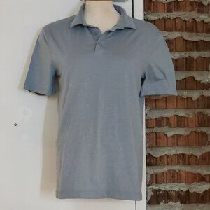 Lululemon Men Gray Metal Vent Tech Short Sleeve Polo Shirt Size M Medium